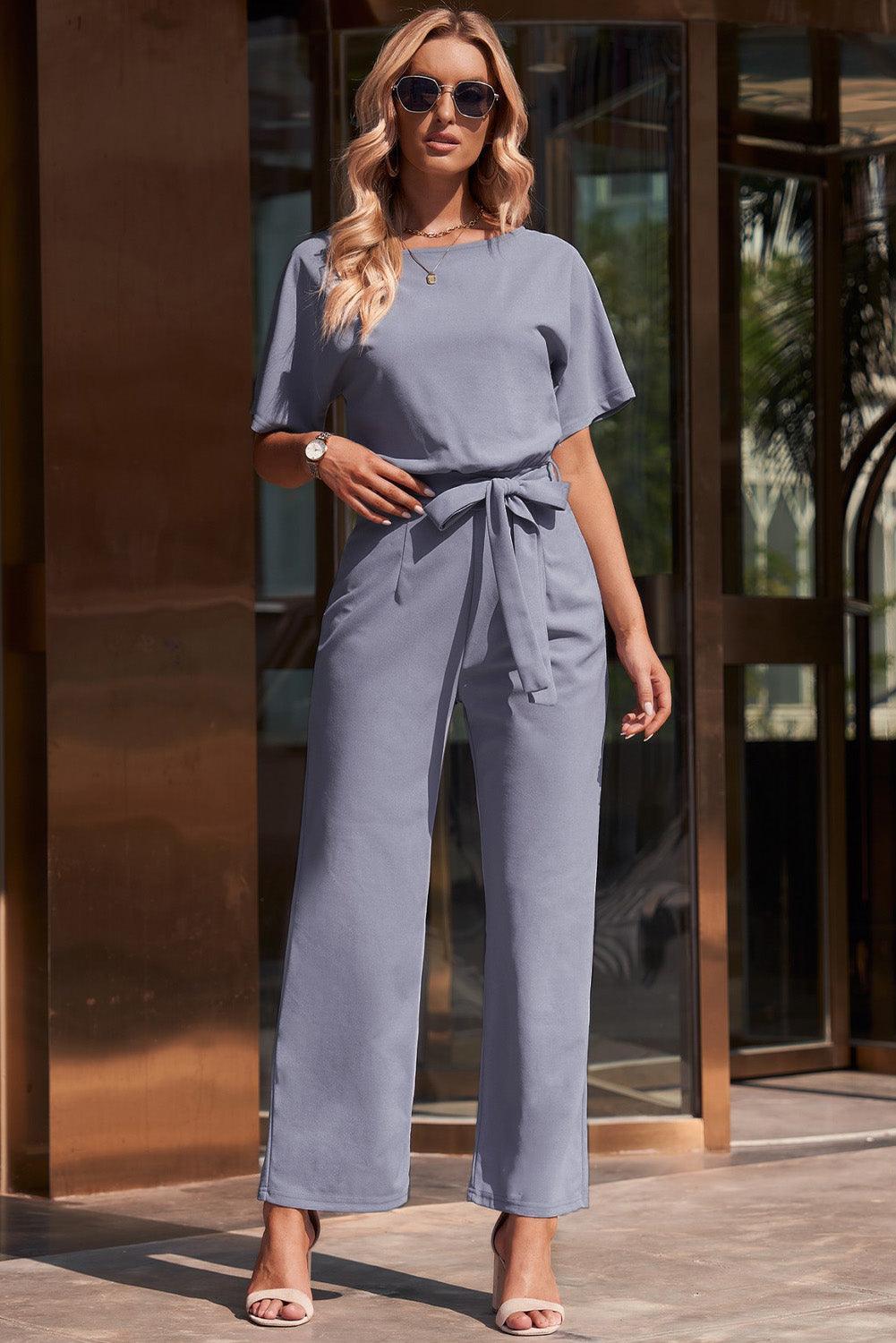 Poised Short Sleeve Straight Leg Jumpsuit - MXSTUDIO.COM