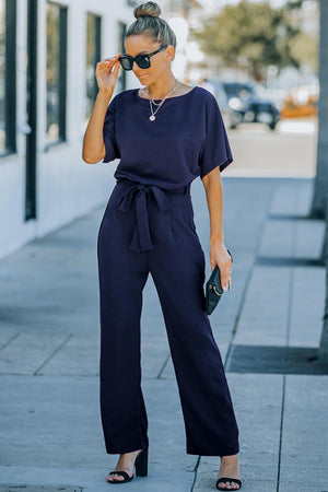 Poised Short Sleeve Straight Leg Jumpsuit - MXSTUDIO.COM