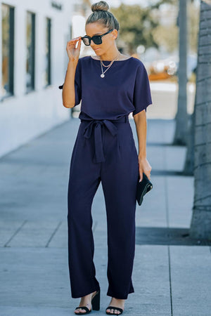 Poised Short Sleeve Straight Leg Jumpsuit - MXSTUDIO.COM