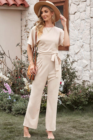 Poised Short Sleeve Straight Leg Jumpsuit - MXSTUDIO.COM