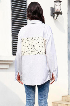 Polka Dot Button Up Tunic Shacket-MXSTUDIO.COM