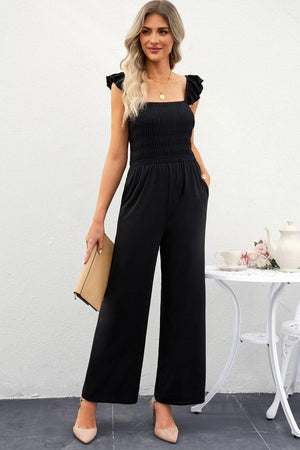 Posh Sleeveless Black Square Neck Jumpsuit - MXSTUDIO.COM