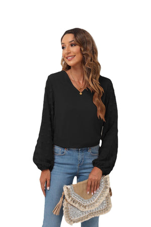 Positive Aura Swiss Dot Balloon Sleeve Blouse - MXSTUDIO.COM