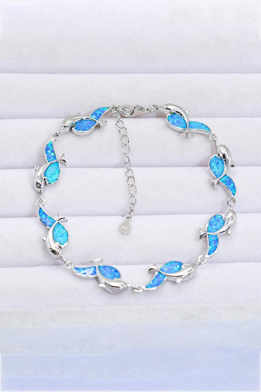 Positive Memories Sterling Silver Opal Dolphin Bracelet - MXSTUDIO.COM