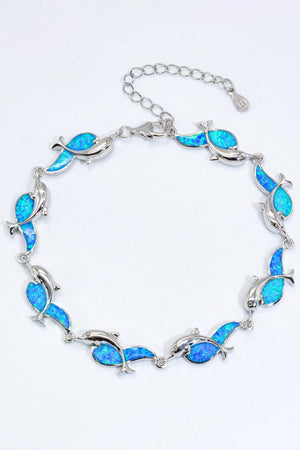 Positive Memories Sterling Silver Opal Dolphin Bracelet - MXSTUDIO.COM