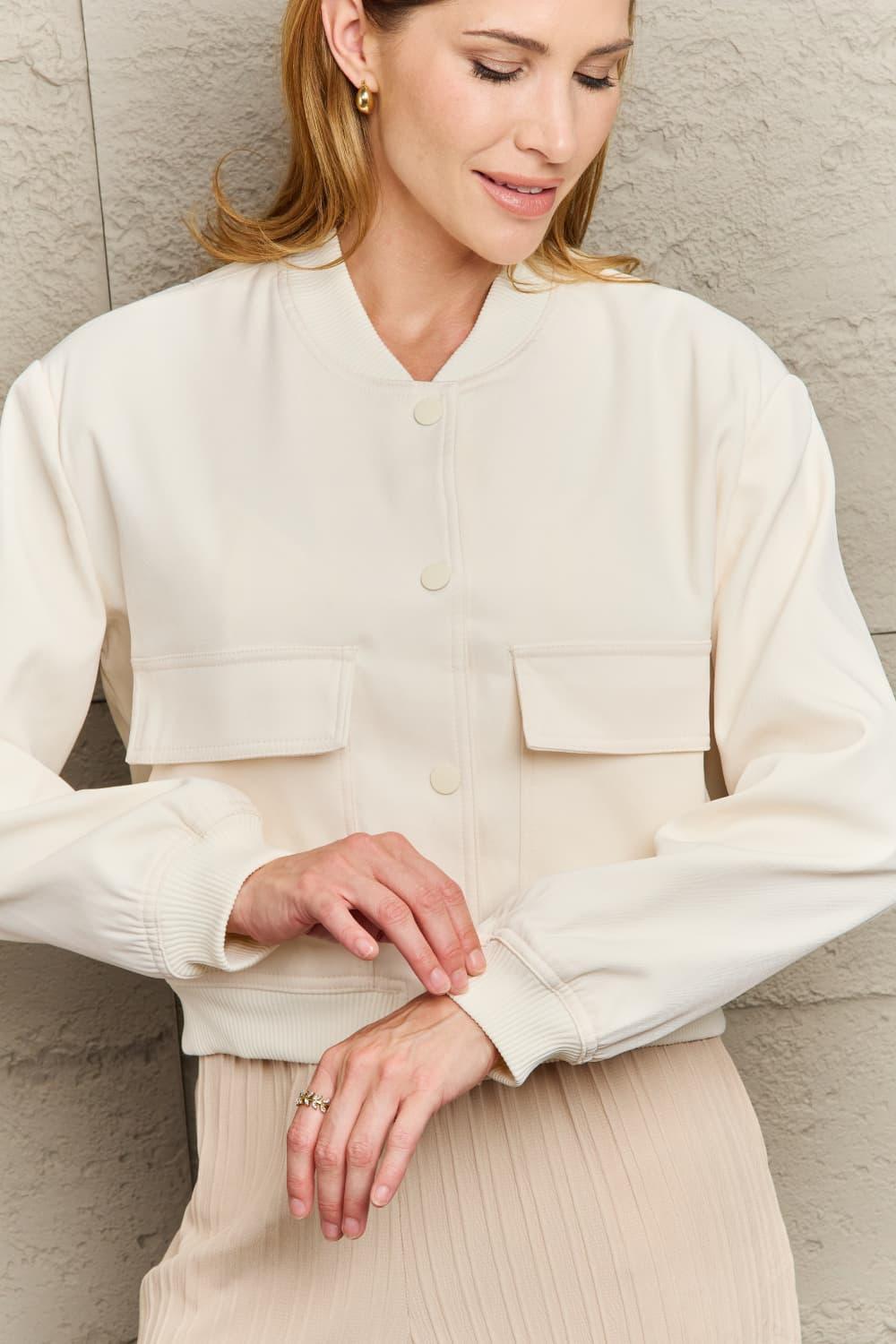 Practicality And Charm Buttoned Jacket With Pockets - MXSTUDIO.COM