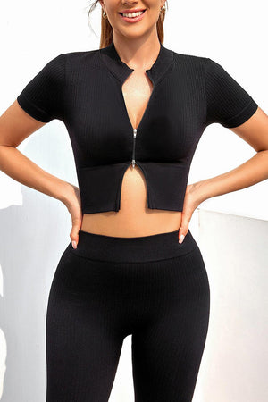 Practically Fit Short Sleeve Sports Cropped Top - MXSTUDIO.COM