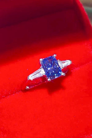 Precious Platinum-Plated 1 Carat Blue Moissanite Ring - MXSTUDIO.COM