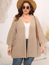 Precisely Knitted Plus Size Open Front Cardigan - MXSTUDIO.COM