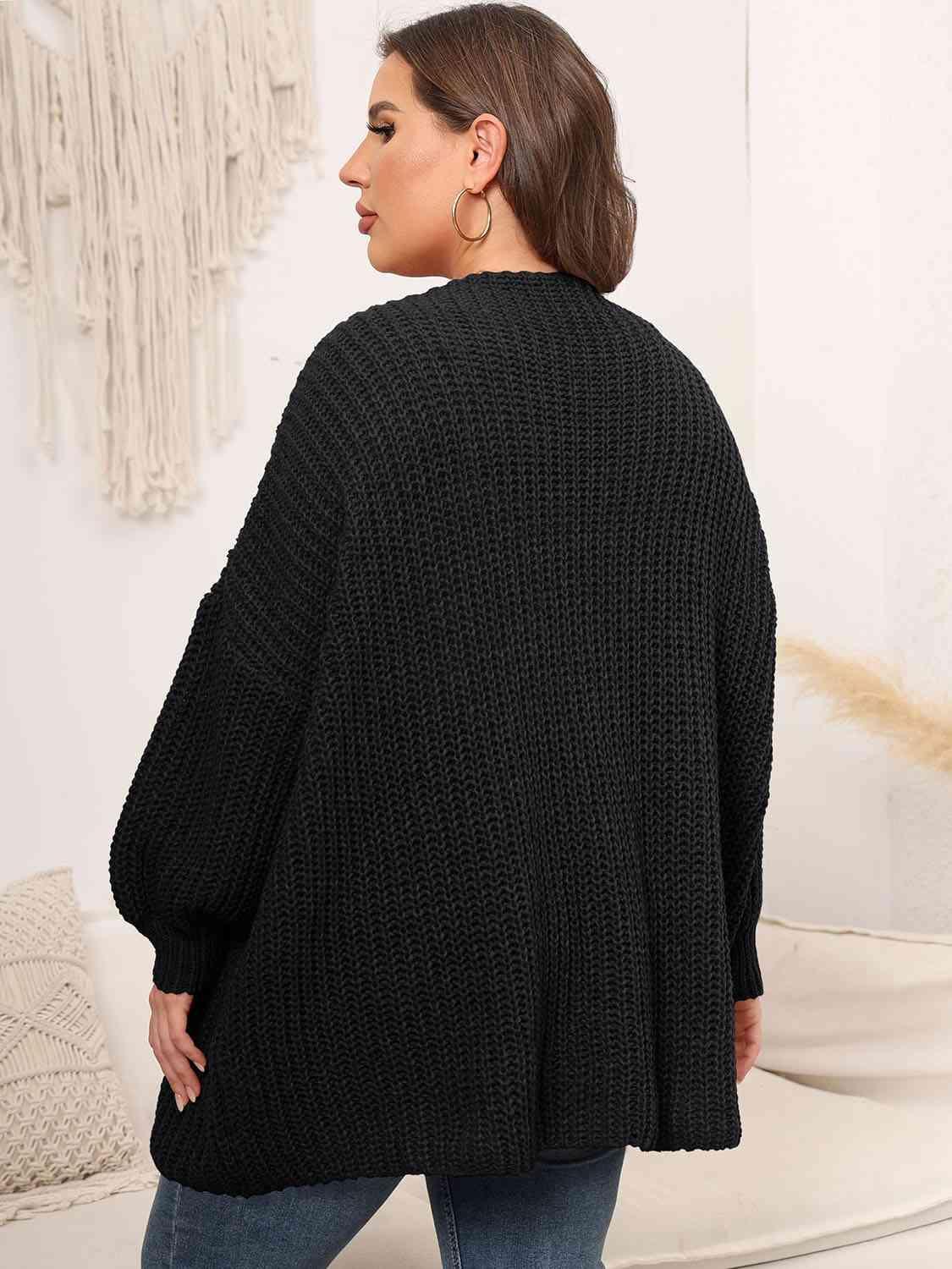 Precisely Knitted Plus Size Open Front Cardigan - MXSTUDIO.COM