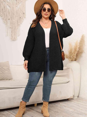 Precisely Knitted Plus Size Open Front Cardigan - MXSTUDIO.COM