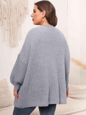 Precisely Knitted Plus Size Open Front Cardigan - MXSTUDIO.COM