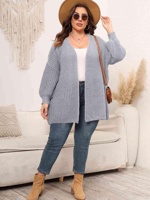 Precisely Knitted Plus Size Open Front Cardigan - MXSTUDIO.COM