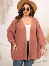 Precisely Knitted Plus Size Open Front Cardigan - MXSTUDIO.COM