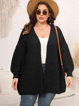 Precisely Knitted Plus Size Open Front Cardigan - MXSTUDIO.COM