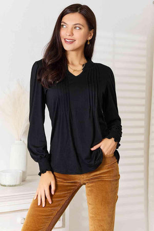 Presentable Puff Sleeve Plus Size Black Blouse - MXSTUDIO.COM