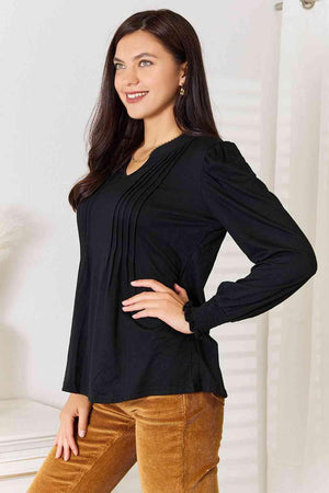 Presentable Puff Sleeve Plus Size Black Blouse - MXSTUDIO.COM