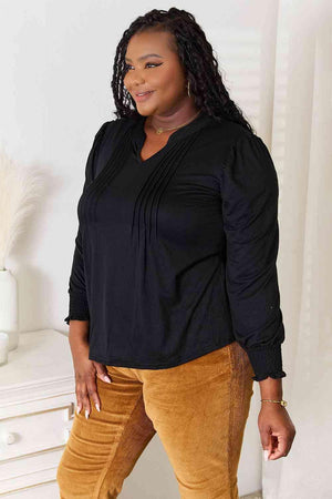 Presentable Puff Sleeve Plus Size Black Blouse - MXSTUDIO.COM