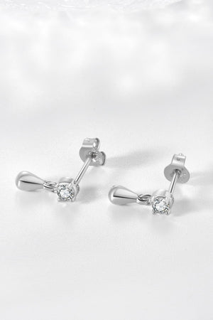 Prestige Inlaid Zircon Sterling Silver Drop Earrings - MXSTUDIO.COM