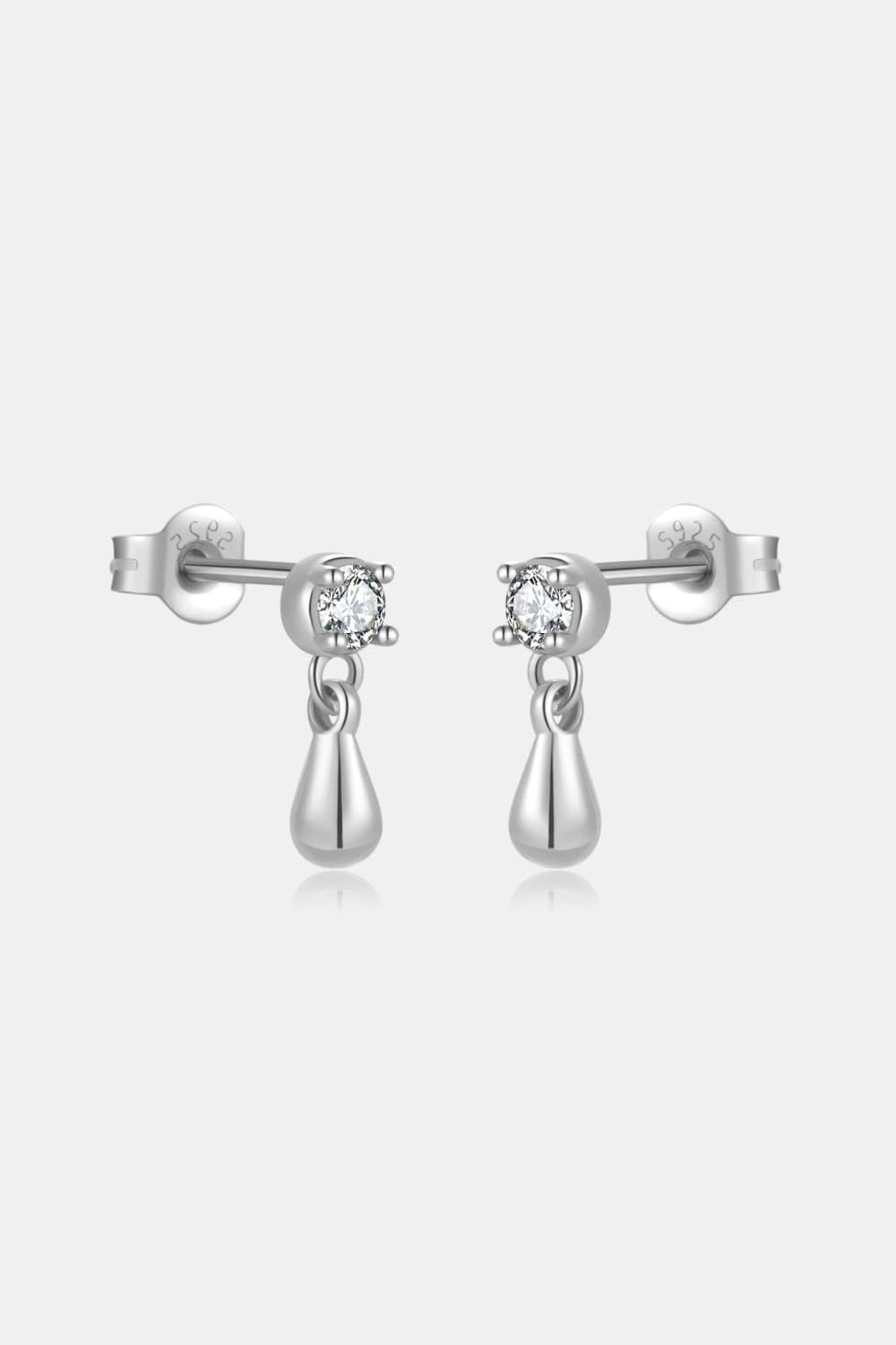 Prestige Inlaid Zircon Sterling Silver Drop Earrings - MXSTUDIO.COM