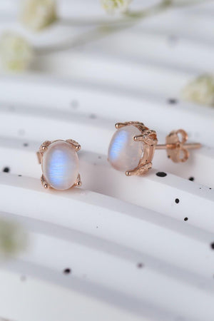 Prettiness 925 Sterling Silver Moonstone Stud Earrings - MXSTUDIO.COM