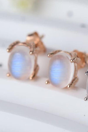 Prettiness 925 Sterling Silver Moonstone Stud Earrings - MXSTUDIO.COM