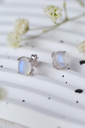 Prettiness 925 Sterling Silver Moonstone Stud Earrings - MXSTUDIO.COM