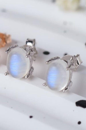 Prettiness 925 Sterling Silver Moonstone Stud Earrings - MXSTUDIO.COM