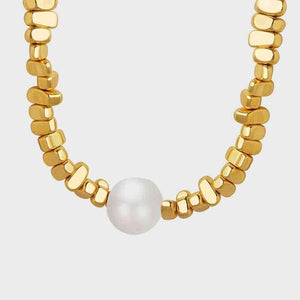 Pretty Shine Pearl Accent Geometric Beaded Necklace-MXSTUDIO.COM