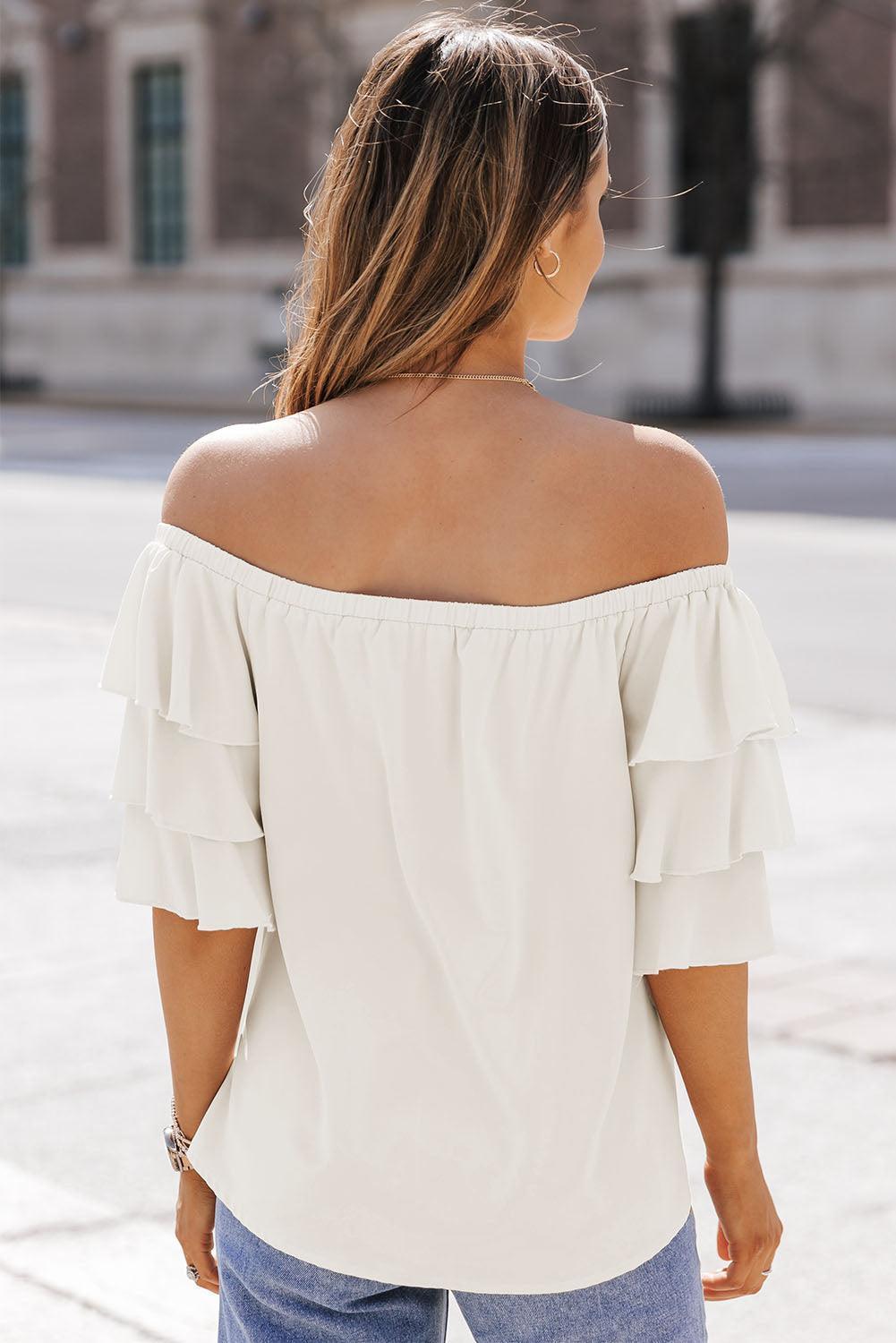 Pretty Vibe Layered Sleeve Off Shoulder Blouse - MXSTUDIO.COM