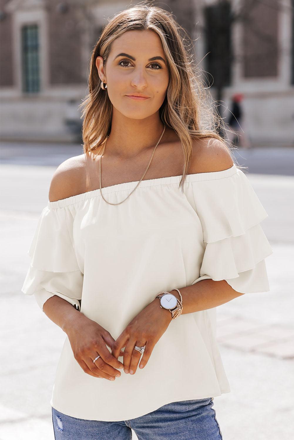 Pretty Vibe Layered Sleeve Off Shoulder Blouse - MXSTUDIO.COM