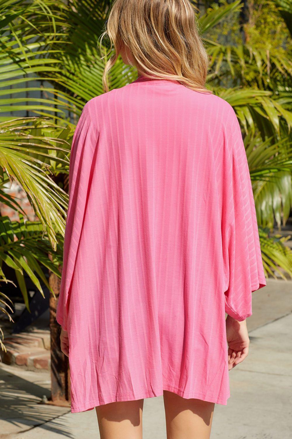 Pretty in Pink Longline Open Front Cardigan - MXSTUDIO.COM