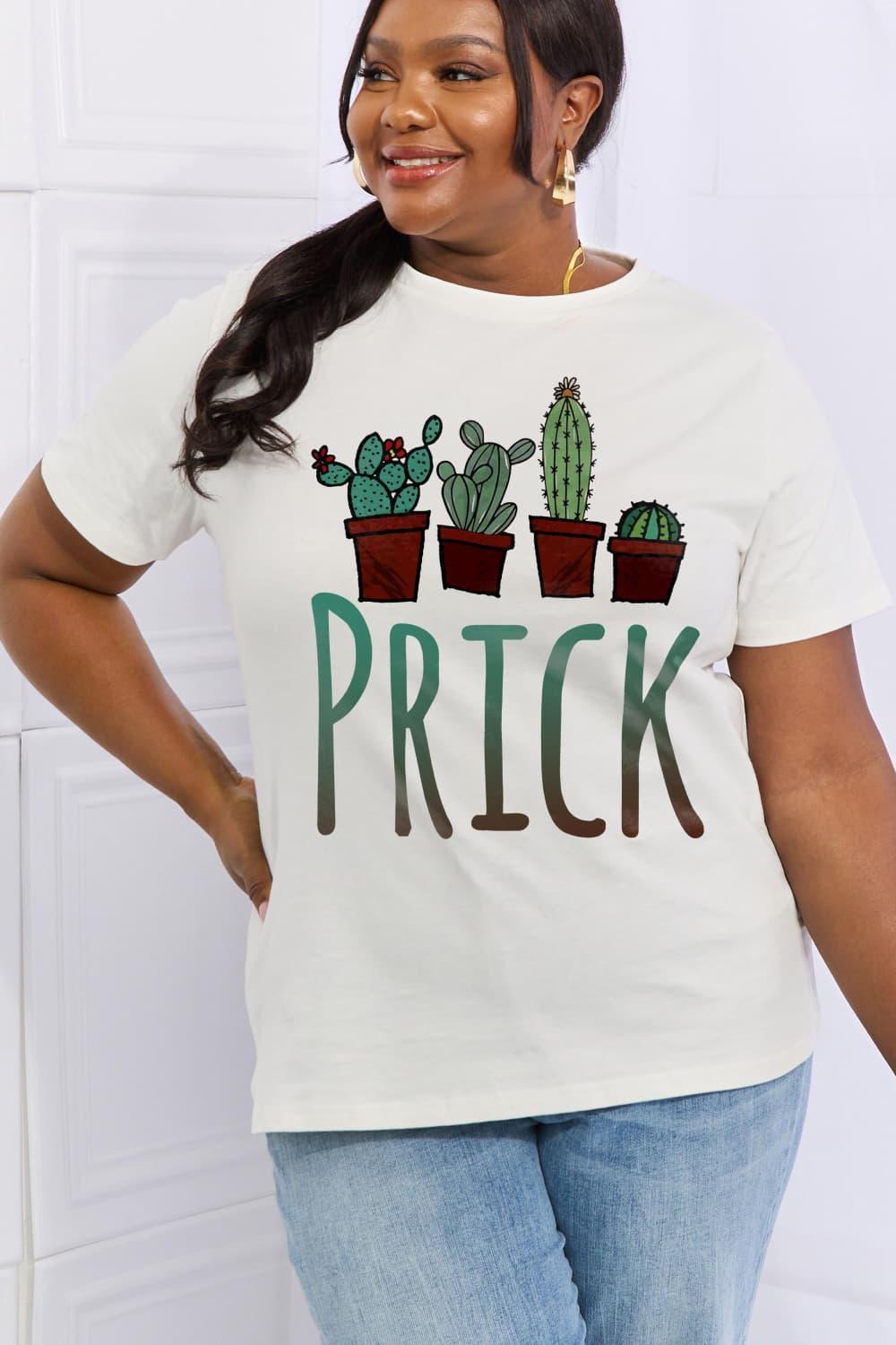 Prick Graphic Plus Size Cotton Cactus T Shirt - MXSTUDIO.COM