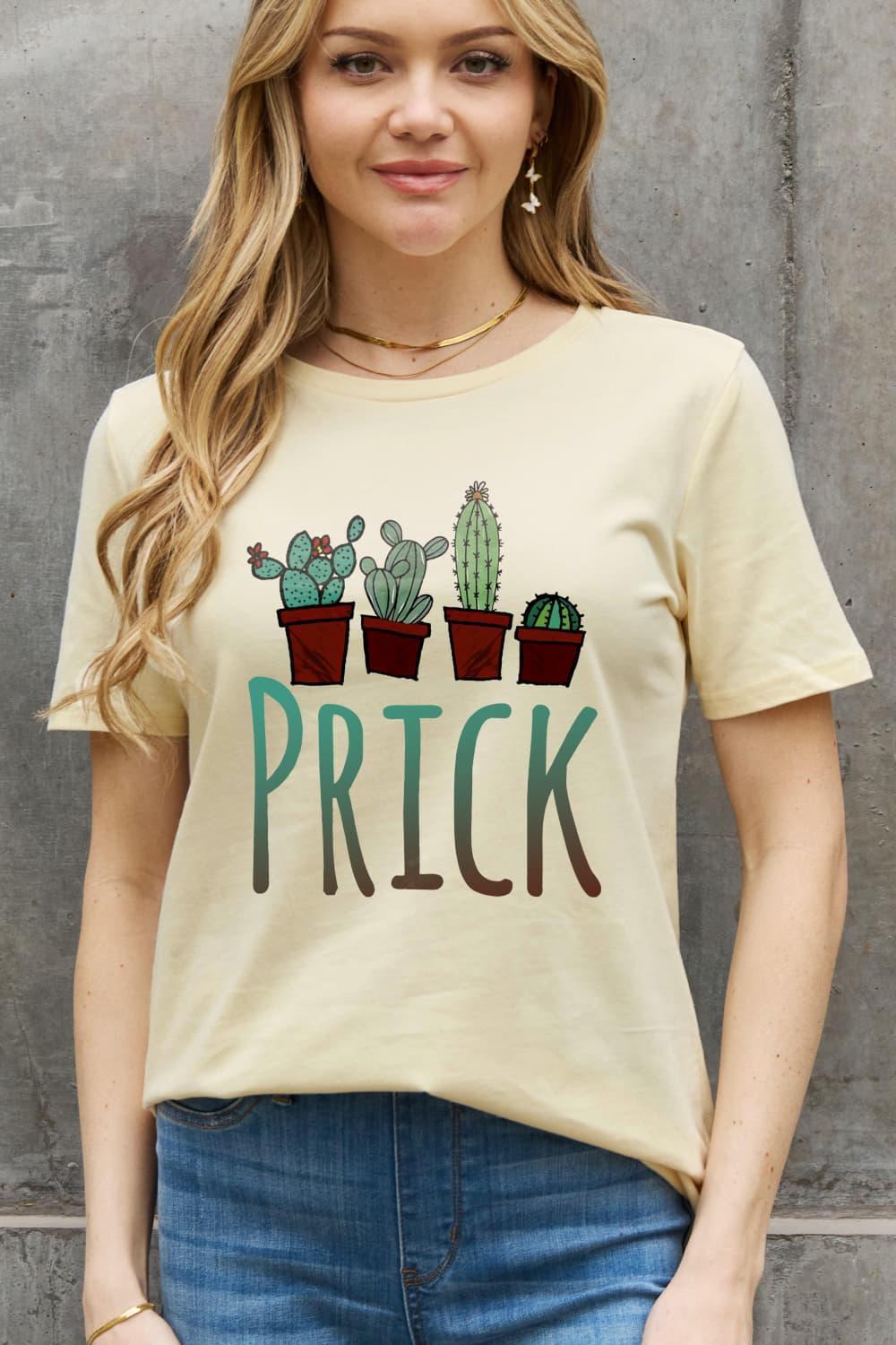 Prick Graphic Plus Size Cotton Cactus T Shirt - MXSTUDIO.COM