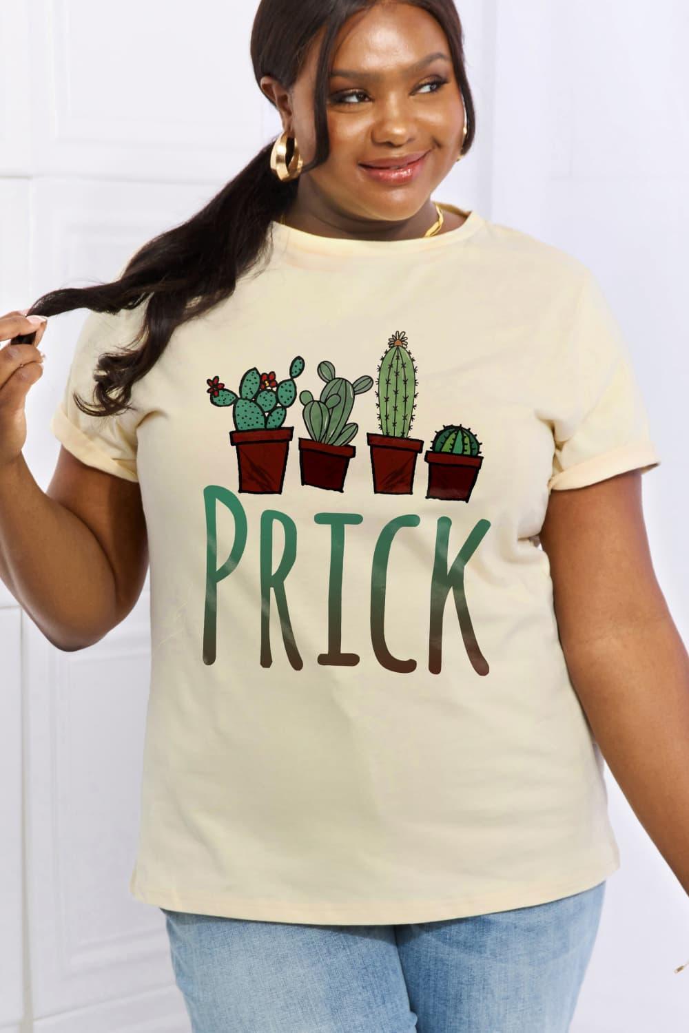 Prick Graphic Plus Size Cotton Cactus T Shirt - MXSTUDIO.COM