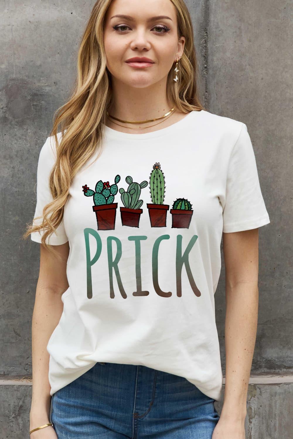 Prick Graphic Plus Size Cotton Cactus T Shirt - MXSTUDIO.COM