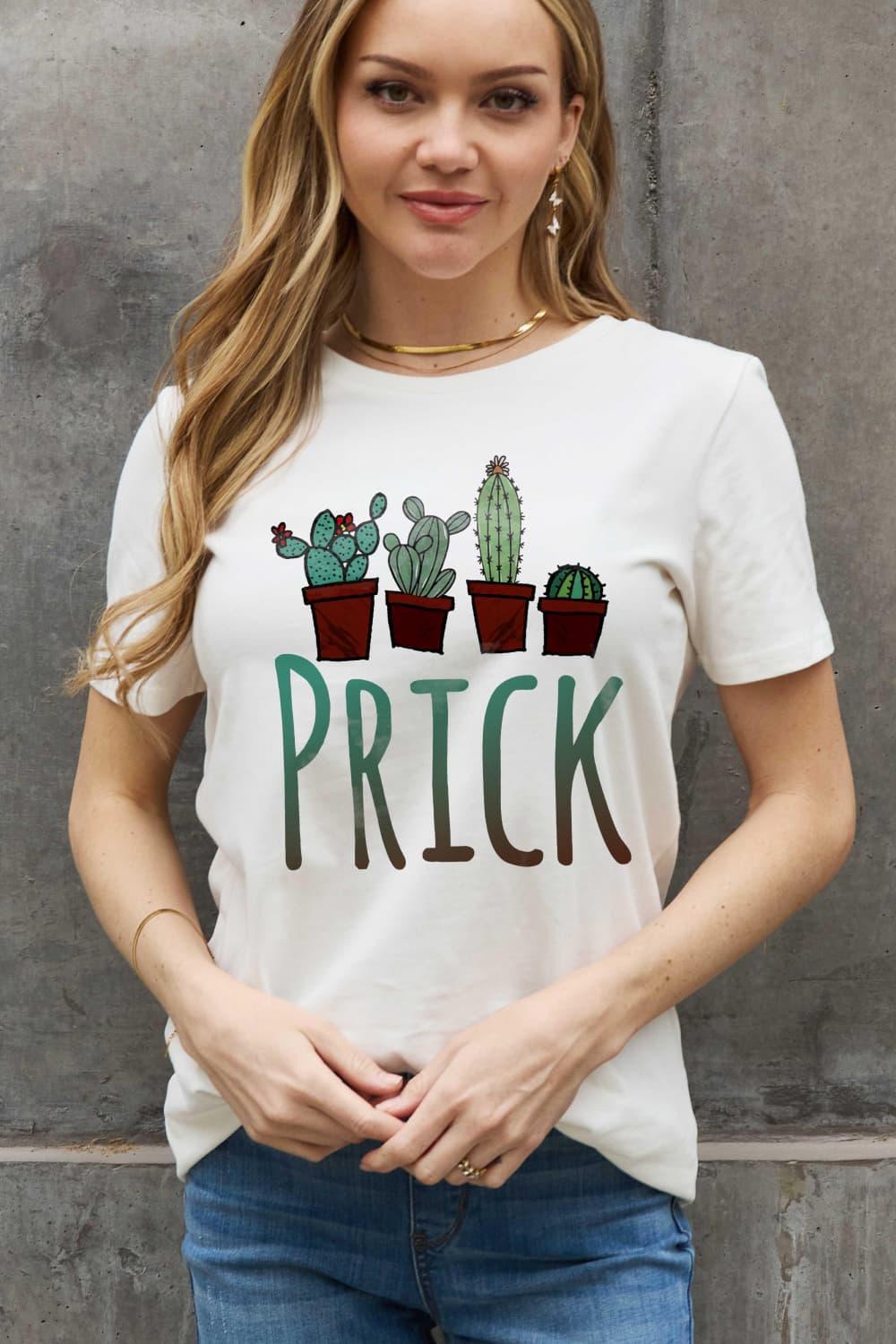 Prick Graphic Plus Size Cotton Cactus T Shirt - MXSTUDIO.COM