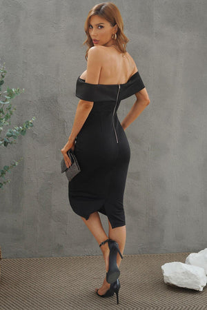 Primadonna Off-Shoulder Slit Dress - MXSTUDIO.COM