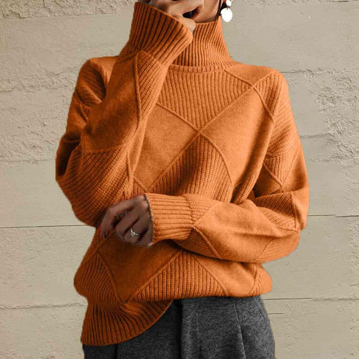 Prime Comfort Turtleneck Knit Sweater-MXSTUDIO.COM