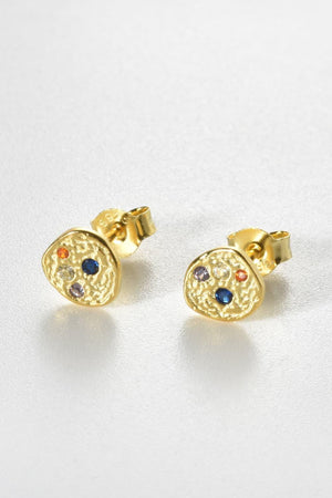 Prime Multicolored Zircon Sterling Silver Stud Earrings - MXSTUDIO.COM