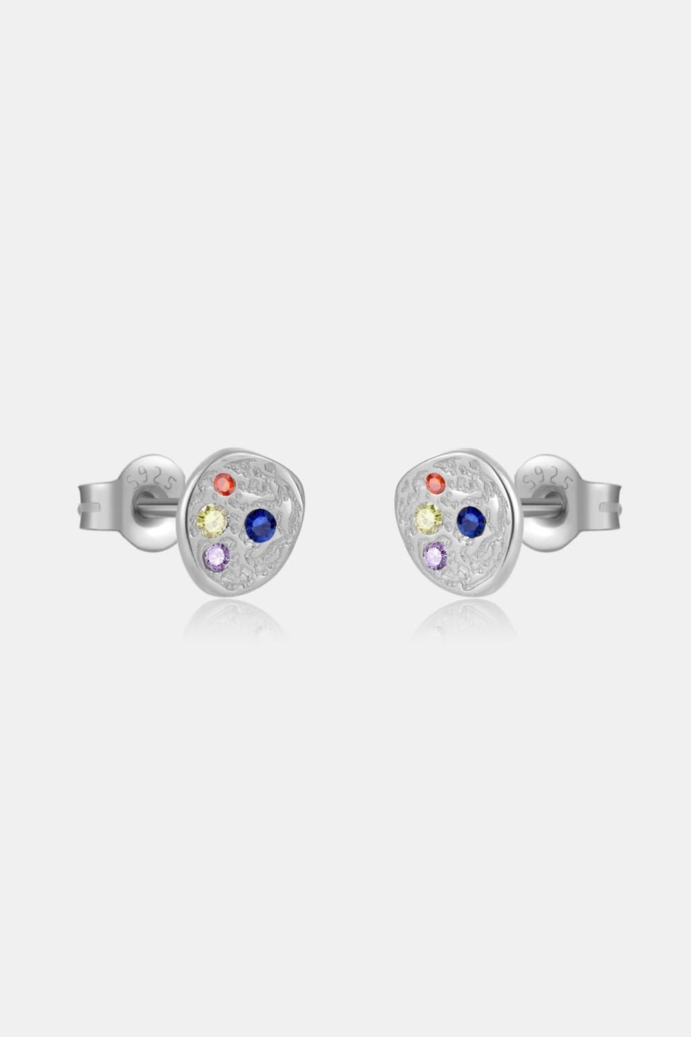 Prime Multicolored Zircon Sterling Silver Stud Earrings - MXSTUDIO.COM