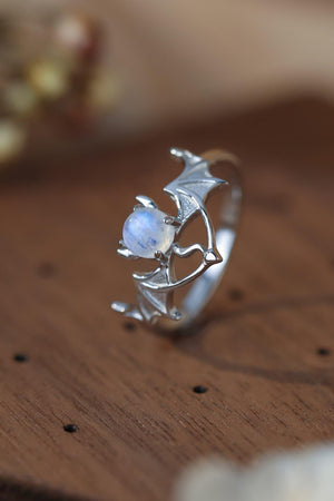 Prime Standard Sterling Silver Bat Moonstone Ring - MXSTUDIO.COM