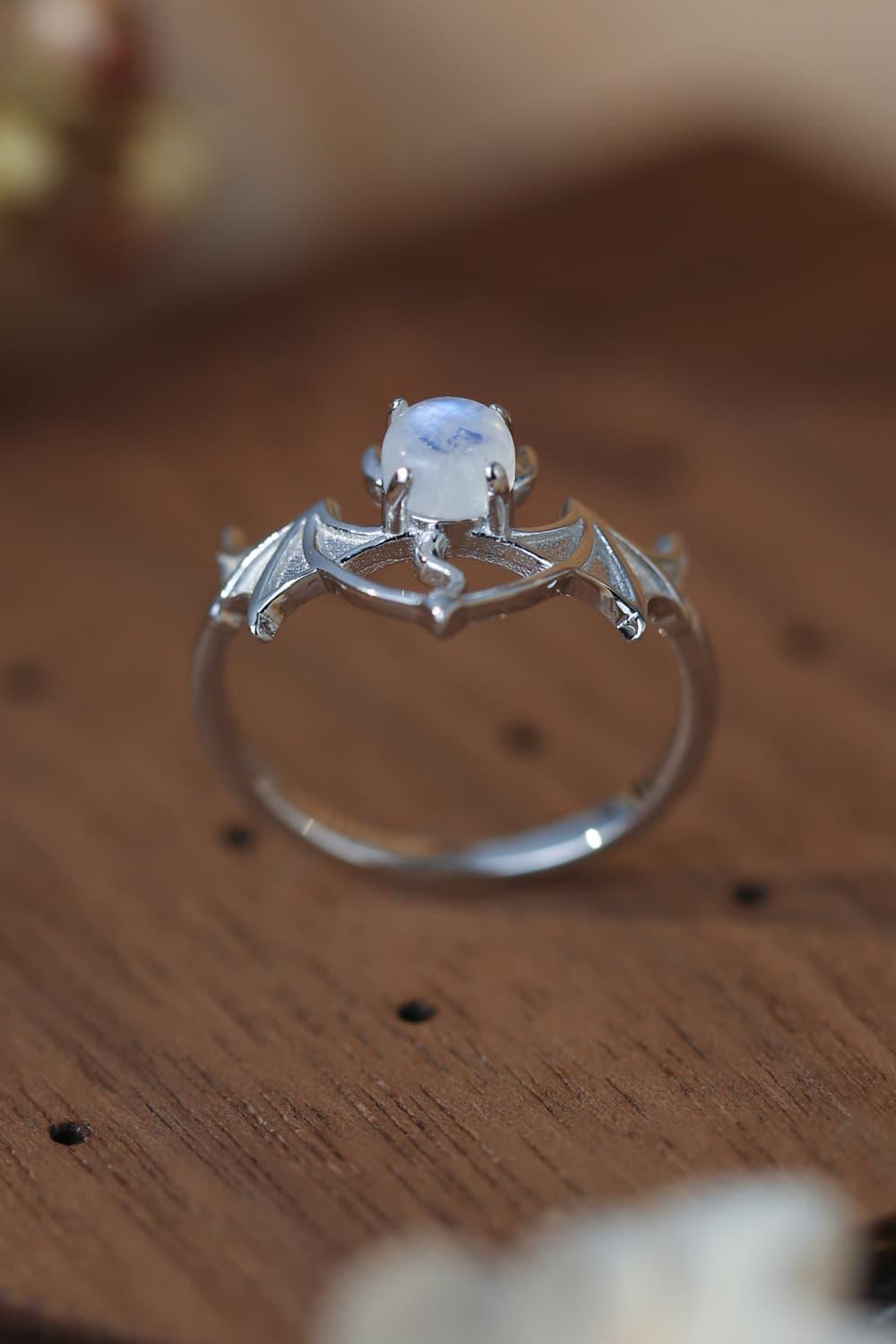 Prime Standard Sterling Silver Bat Moonstone Ring - MXSTUDIO.COM