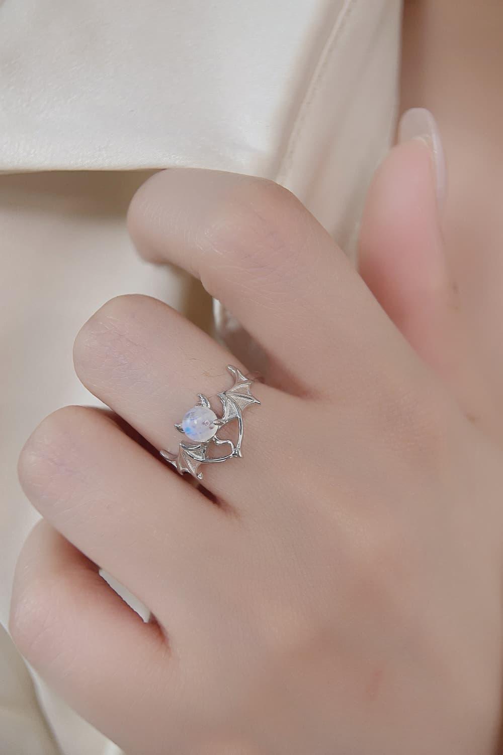 Prime Standard Sterling Silver Bat Moonstone Ring - MXSTUDIO.COM