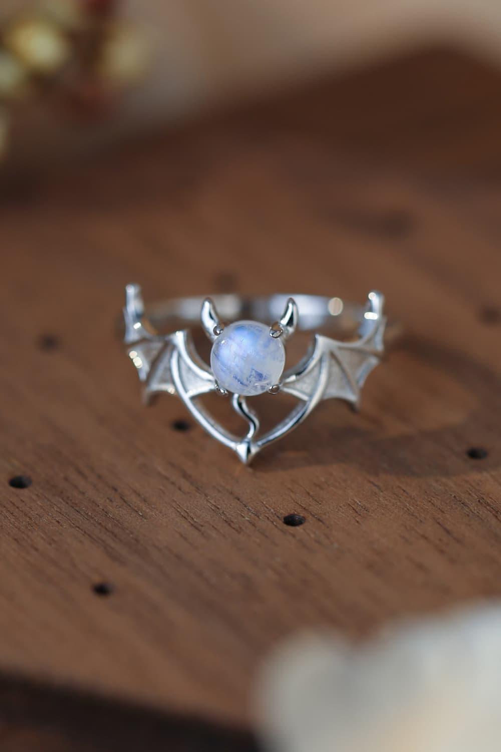 Prime Standard Sterling Silver Bat Moonstone Ring - MXSTUDIO.COM