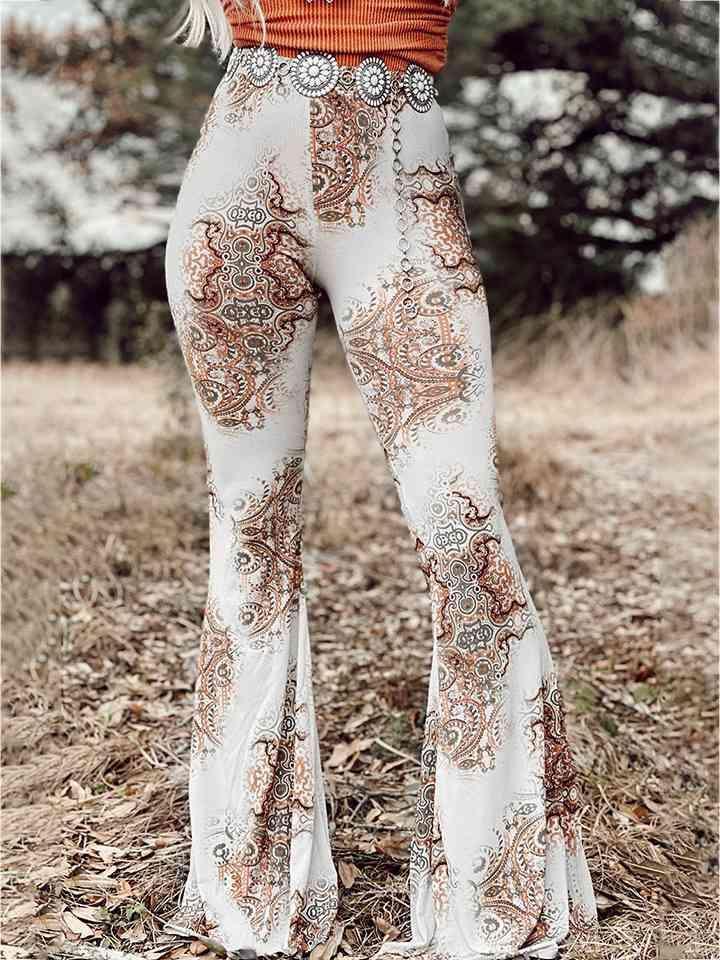 Printed Bodyline High Waist Flare Pants - MXSTUDIO.COM