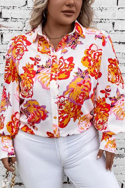 a woman in white pants and a floral shirt