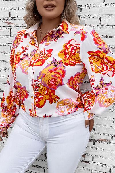 a woman wearing white pants and a floral shirt