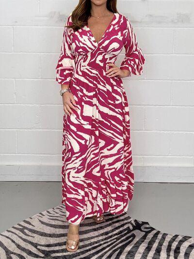 a woman standing on a zebra print rug