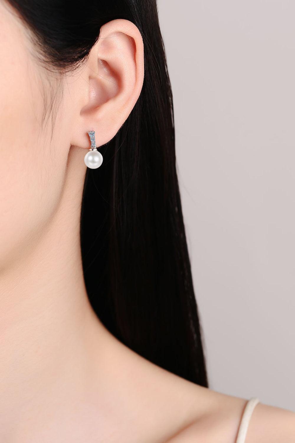 Profound Love Moissanite Pearl Drop Earrings - MXSTUDIO.COM